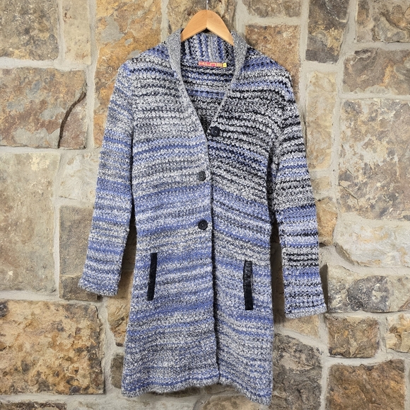 Kuna Baby Alpaca Wool Fur Knit Variegated Woven Cardigan Sweater Jacket - Picture 2 of 6